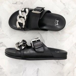 MARC FIHER Black Leather Fresno Slide Sandal Size 7M